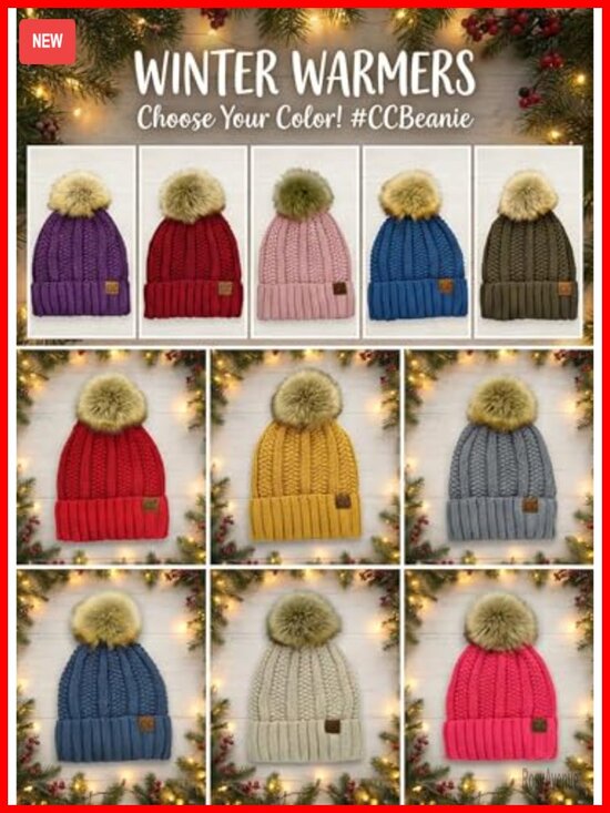 Cozy Chenille Winter Beanie with Faux Fur Pom — Stretchy One Size Soft Touch Hat main image 6